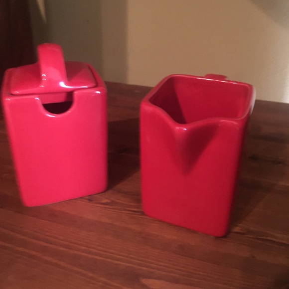 Red Creamer/Milk holder and sugar cube holder from 10 Strawberry Street - Picture 2 of 3